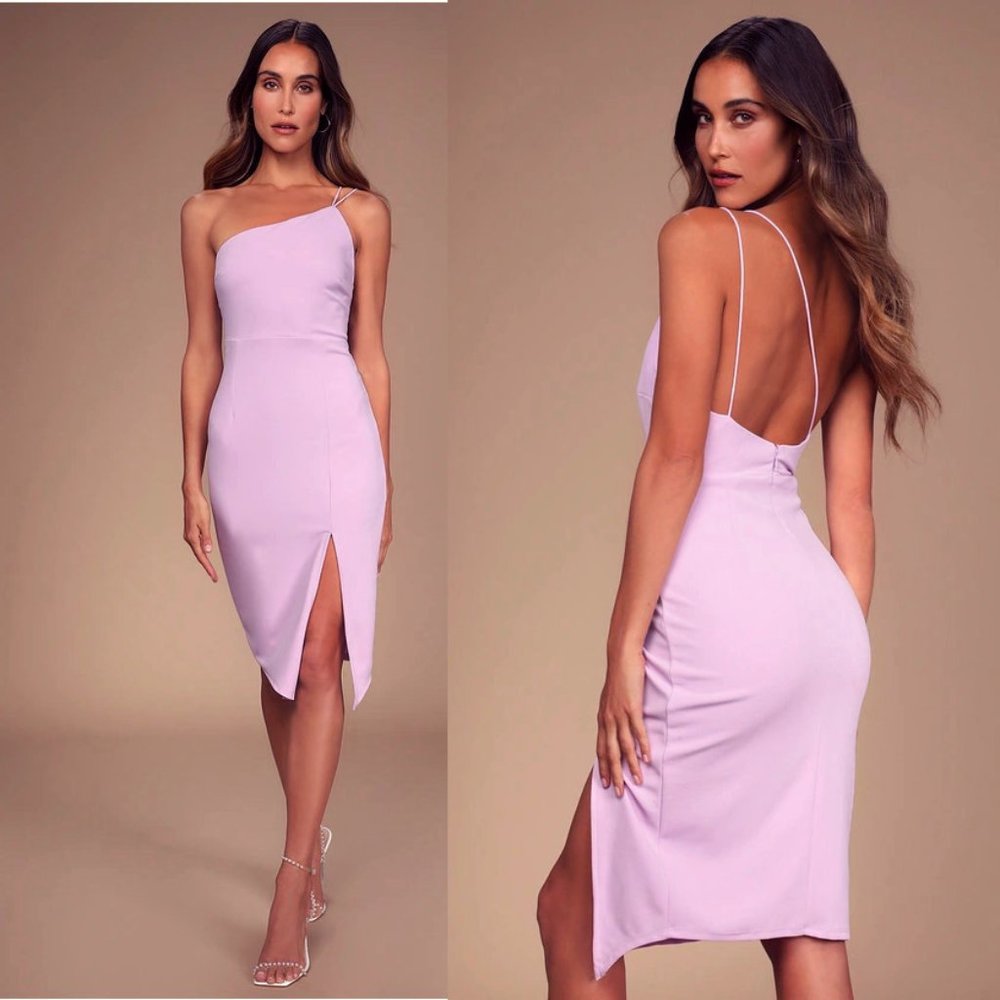 Lulu's Happiest Hour Lilac Asymmetrical Bodycon Mini Dress in Lilac NWOT - S